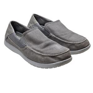 Crocs Santa Cruz 2 Light Gray Canvas Slip On Loafers Men’s Size 12